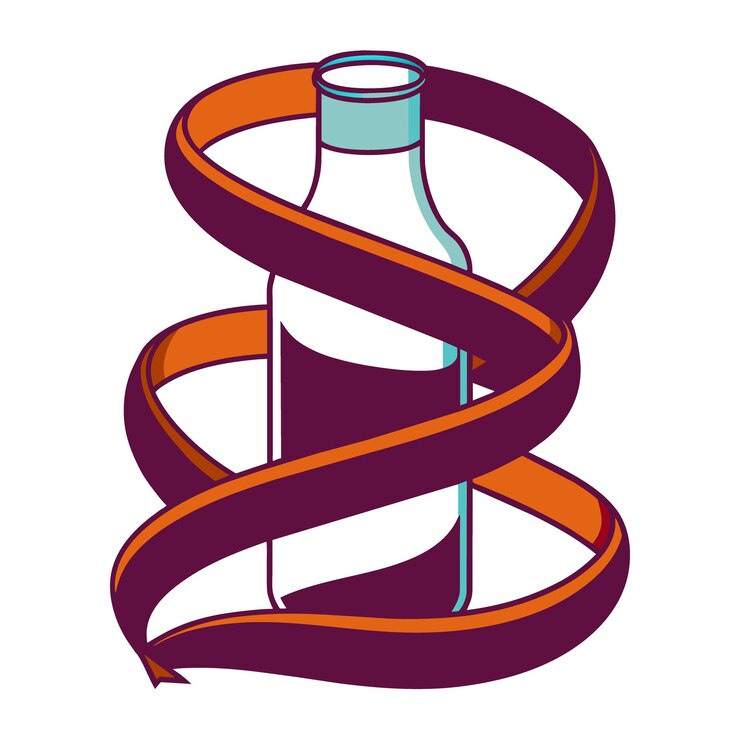 वेक्टर a picture of a bottle with a ribbon around it