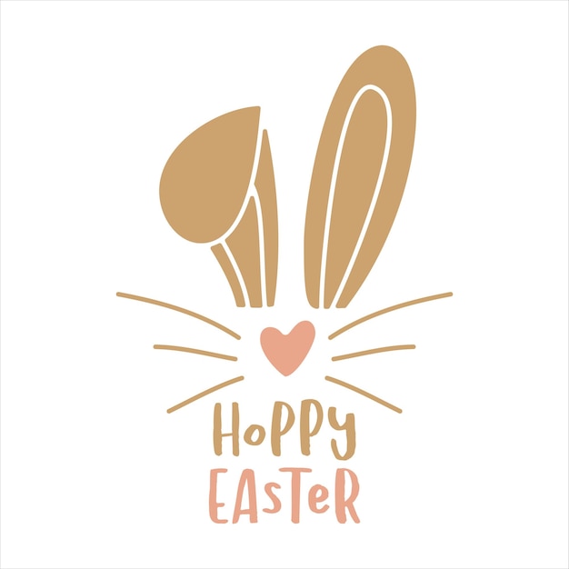 Vector picture of bunny ears and text happy easter