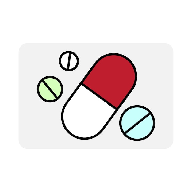 Picture of cartoon pills. Vector illustration. EPS10.