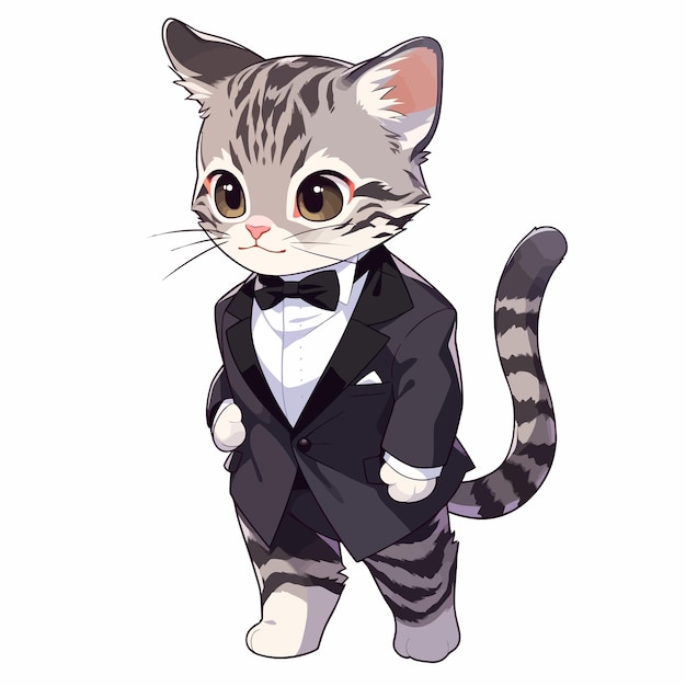 a picture of a cat wearing a tuxedo and a bow tie.