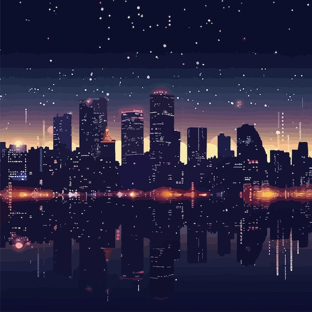 都市のスカイラインを背景に描いた写真