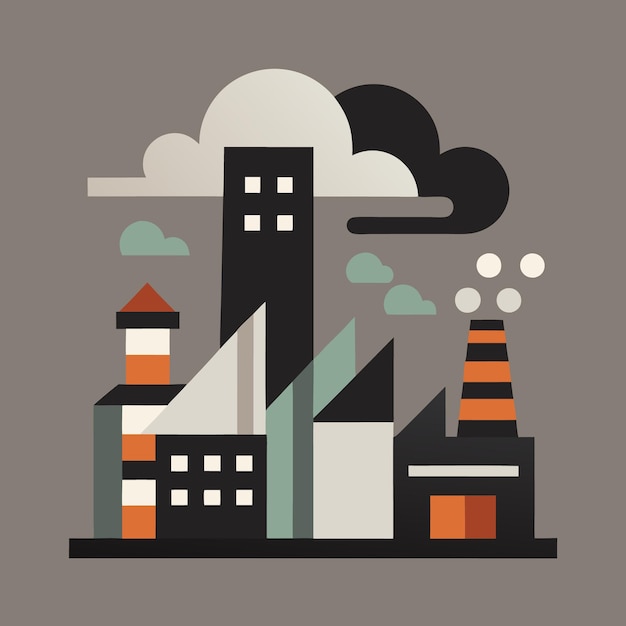 a picture of a city with a building and clouds in the background