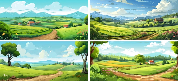 picture clipart land weather panorama horizon graphic outside meadow scenery image scene