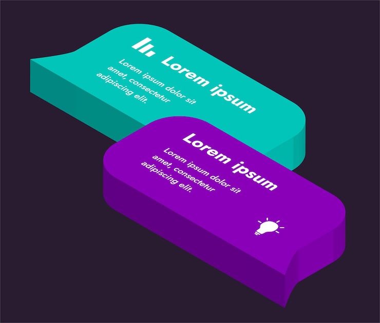 Vector the picture contains the symbol of dialogue in isometry embodying ideas and inspiration these elegant and creative graphic elements can be used to create booklets posters banners