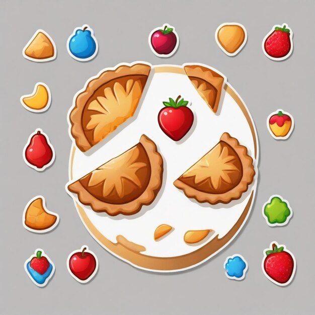 Vector a picture of a cookie with different fruits and berries on it
