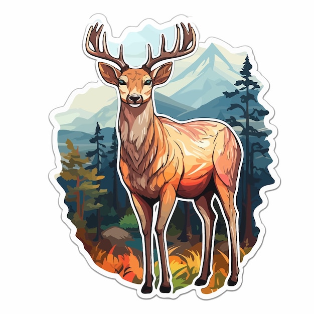 A picture of a deer with a mountain in the background.