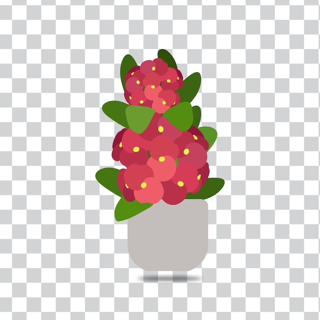 A picture of a flower pot with a red flower in the middle.