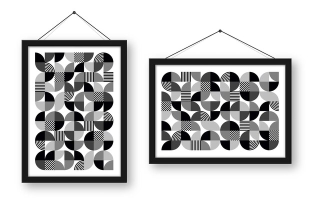 Vector picture frame with geometric trendy pattern modern background simple elements retro texture basic