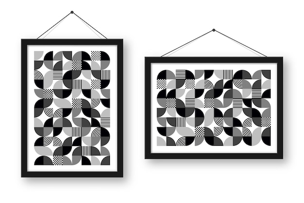 Picture frame with geometric trendy pattern modern background simple elements retro texture basic