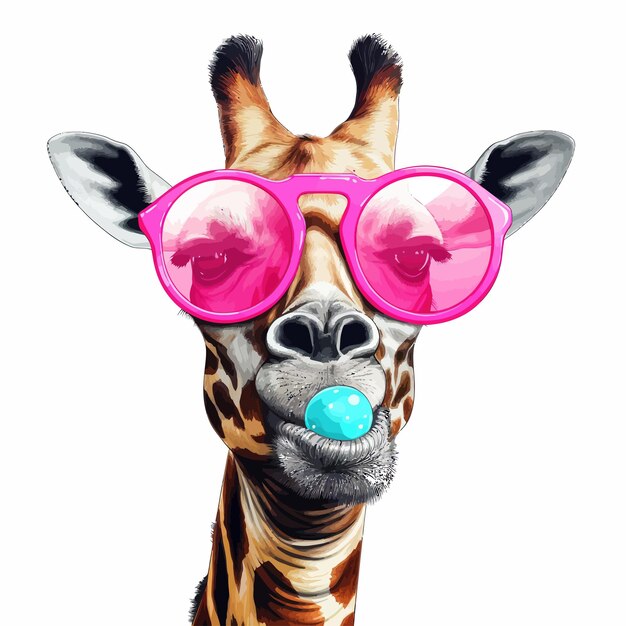 Vector picture of a giraffe wearing sunglasses