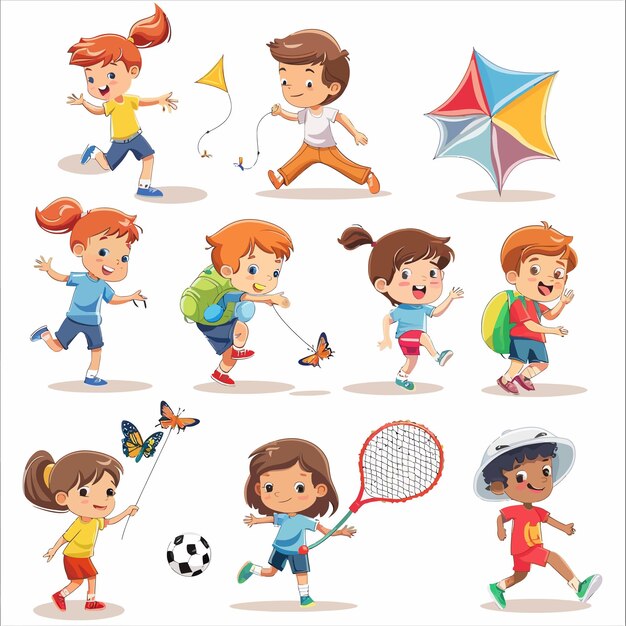 Vector a picture of a girl and a boy playing soccer