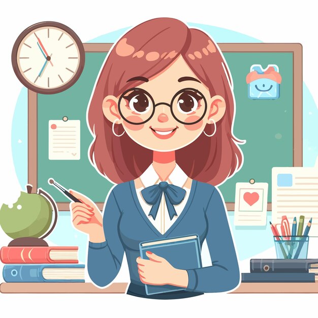 Vector a picture of a girl in glasses reading a book