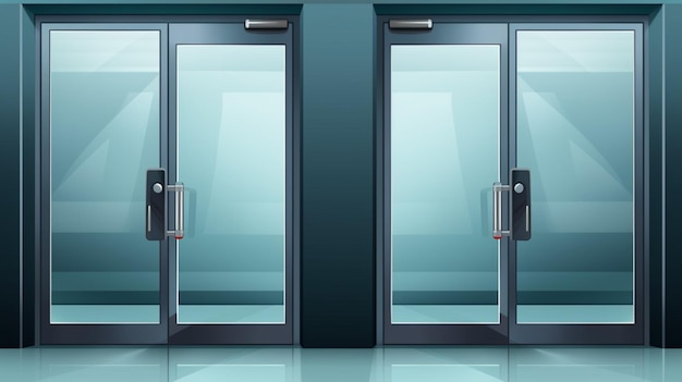 Vettore un'immagine di un ascensore di vetro con le porte aperte