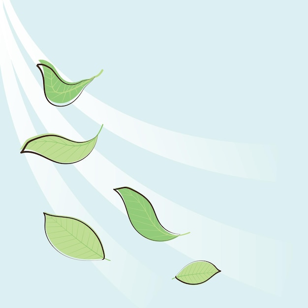 Vector the picture of green leaves flying can be used to illustrate nature.