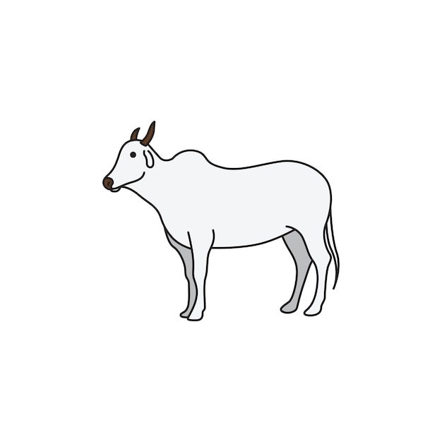 Картина рогатой коровы белая и простая