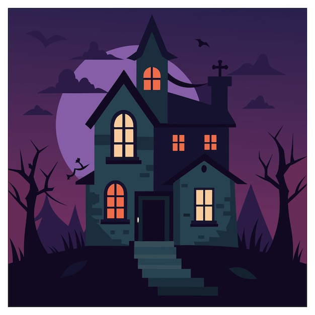 a picture of a house with a cross on the front