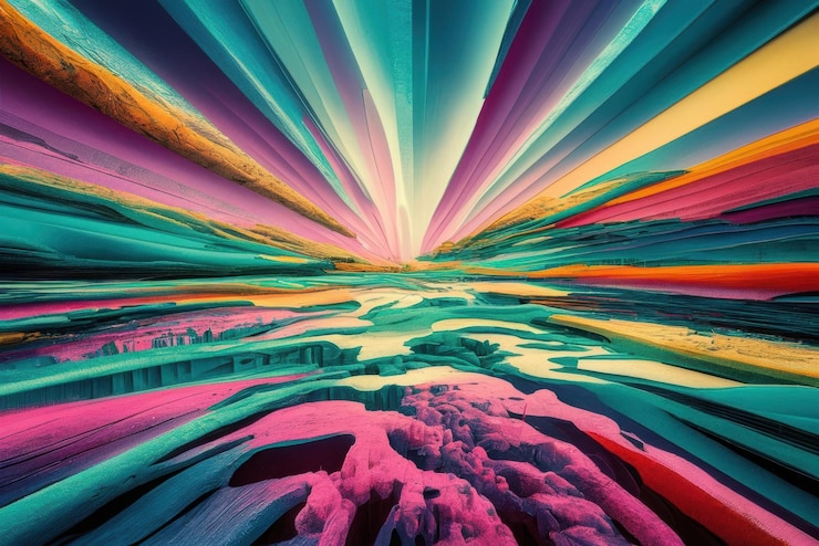 Vector a picture of a landscape with a colorful image of a city