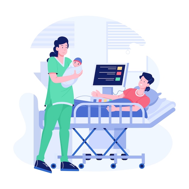 a picture of a man and a woman in a hospital room