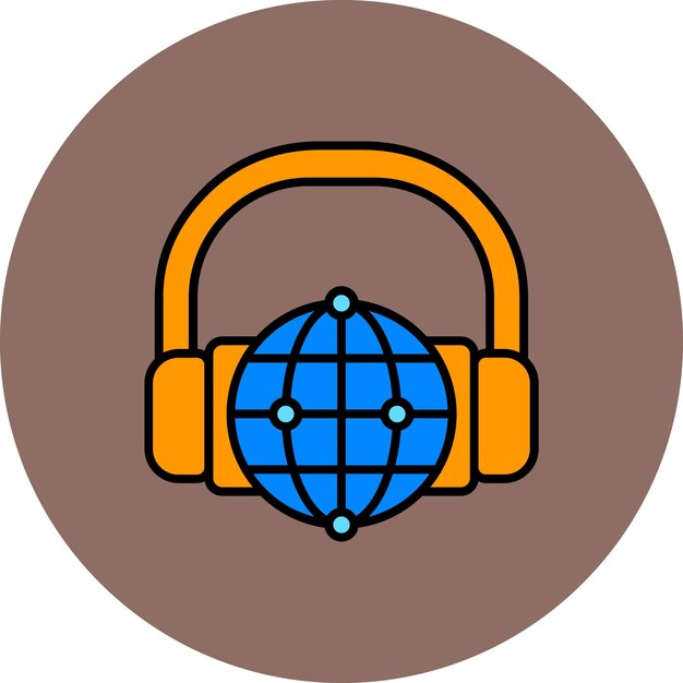 Vector a picture of a pair of headphones with a blue and orange design