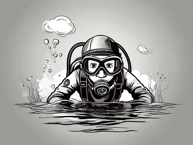 Vector a picture of a person wearing a scuba suit and goggles