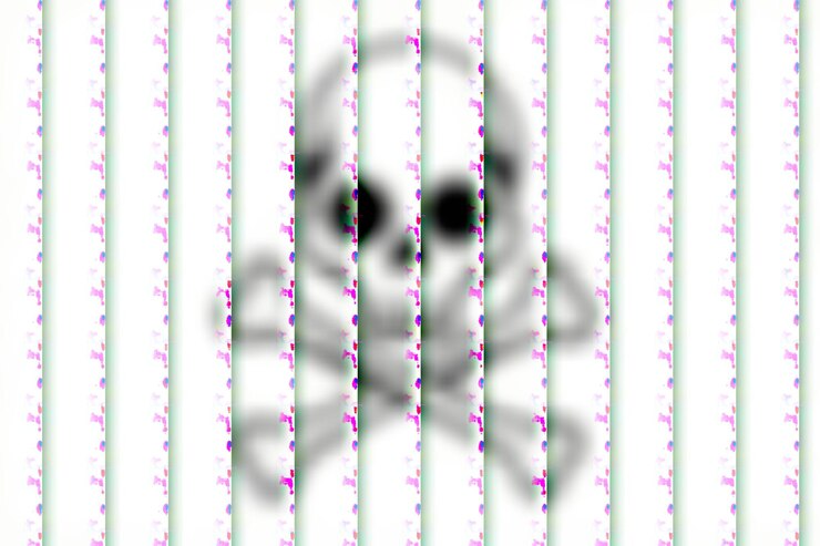 Vector a picture of a persons face and a wire fence with a white and pink flower pattern