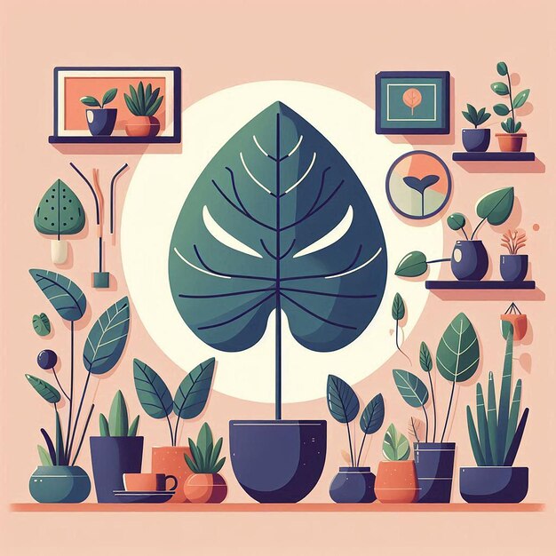 Vector a picture of a plant and potted plants