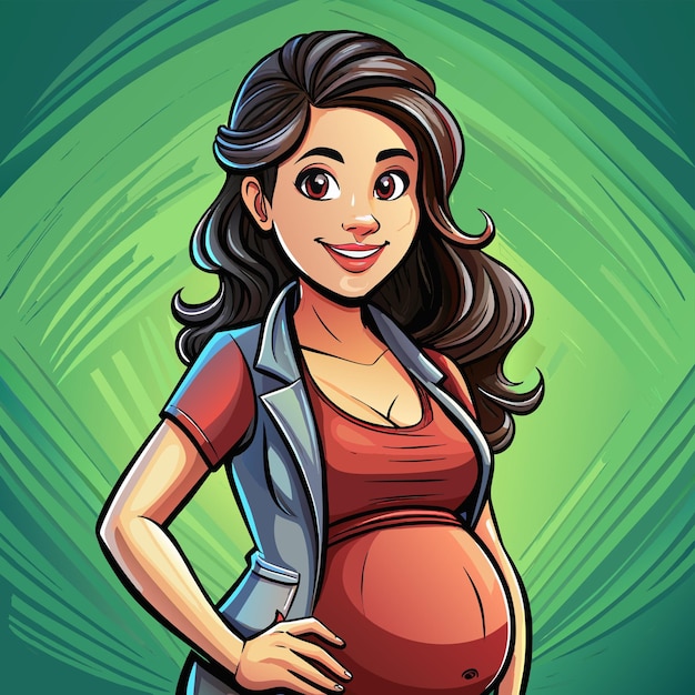 Vector a picture of a pregnant woman with a jacket on her belly