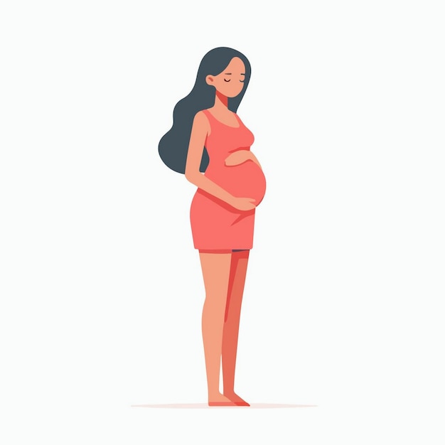 Vector a picture of a pregnant woman with long black hair