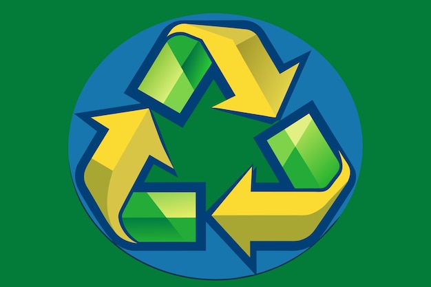 Vector a picture of a recycling sign with a blue background with a green circle and a blue sign