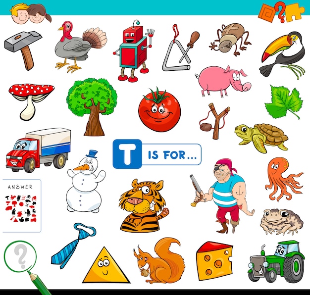 Picture starting with letter t for children