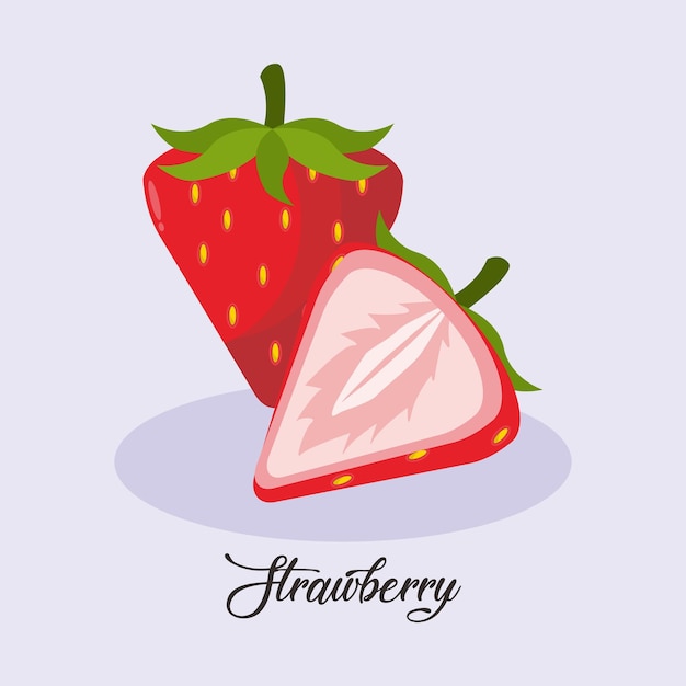 A picture of a strawberry with the word strawberry on it