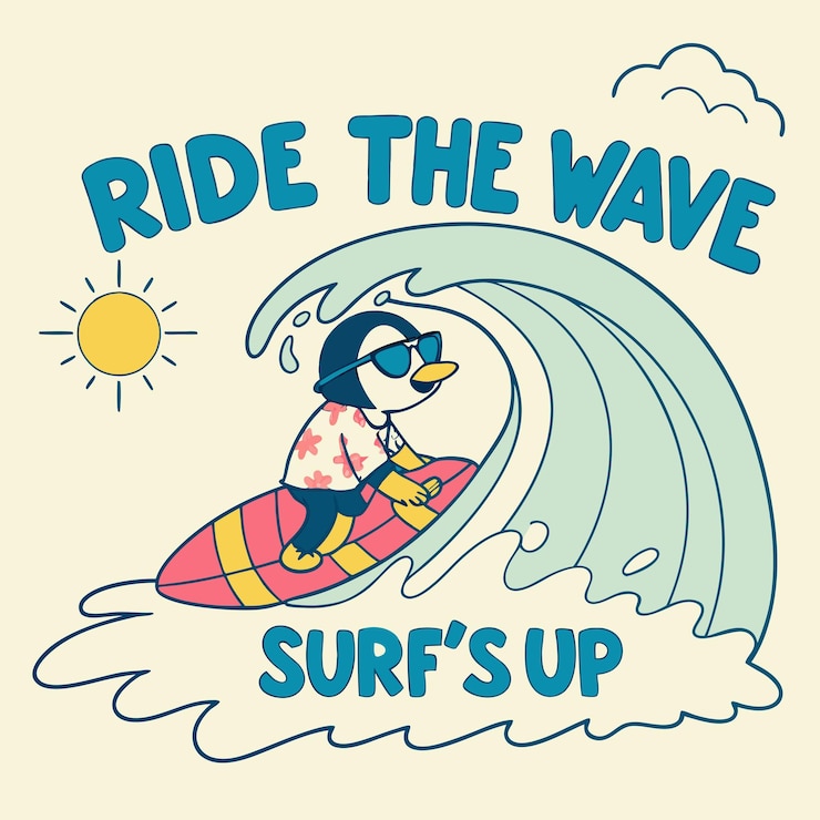 Vector a picture of a surfer riding a wave with the surfer  s surfboard