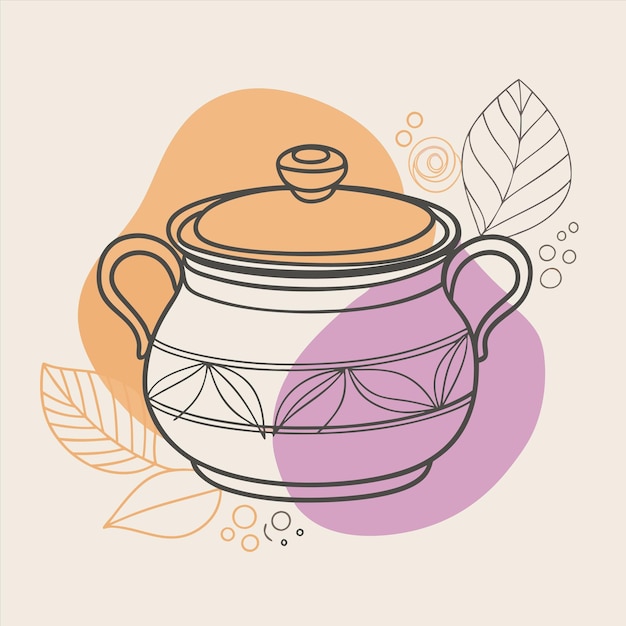 a picture of a teapot with leaves and a picture of a teapot