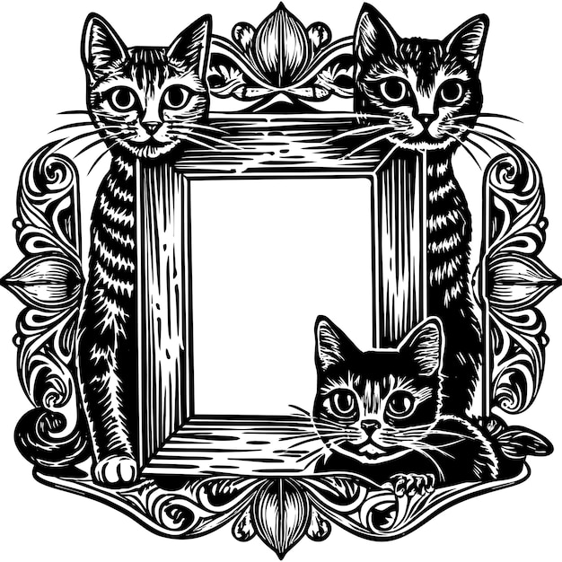 Vector a picture of two cats with a frame that says quot the word quot on it