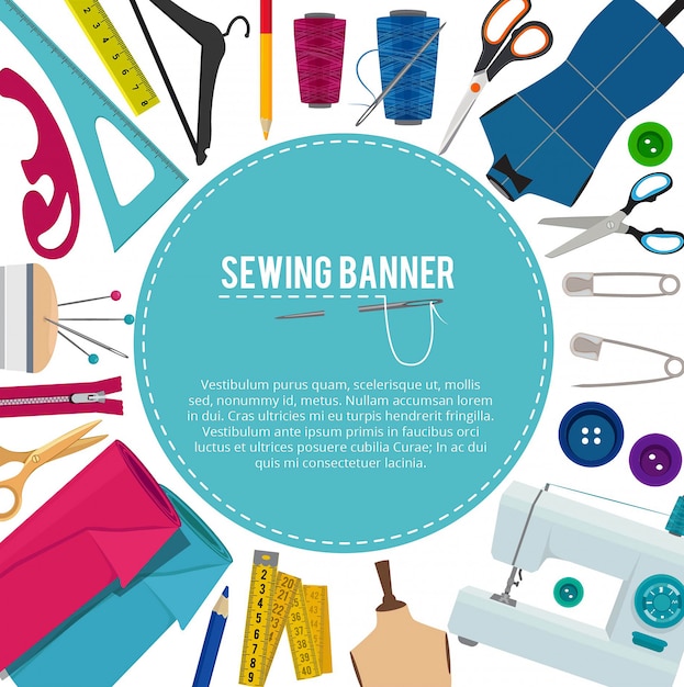 picture with different sewing elements and place for your text