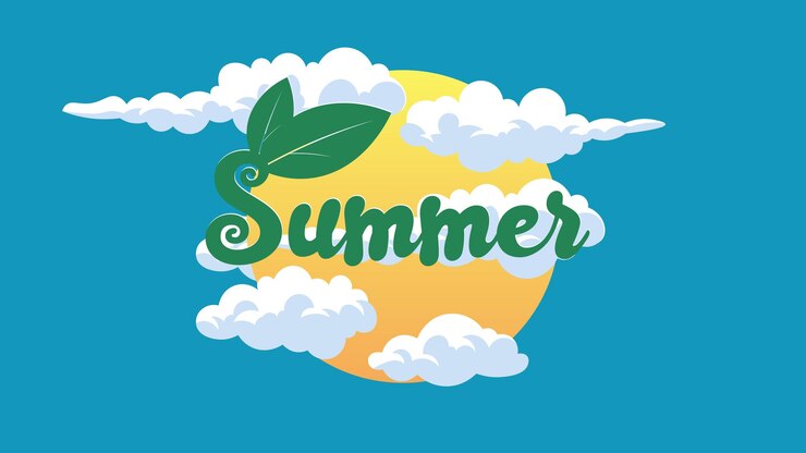 Vector a picture of a yellow apple with the word summer on it