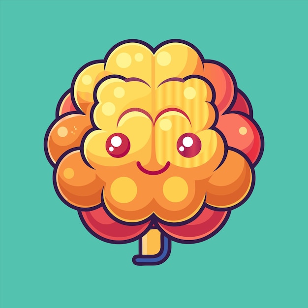 Vector a picture of a yellow and orange brain with a red eye
