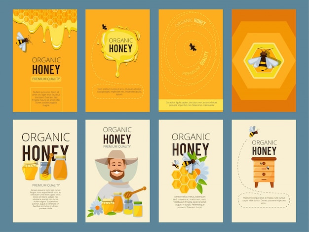 Vector pictures of honey, beehive and waxing