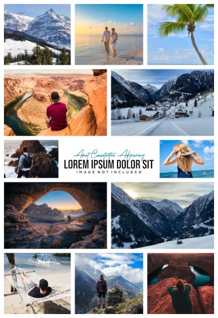 Pictures or photos frame collage and digital photo wall template