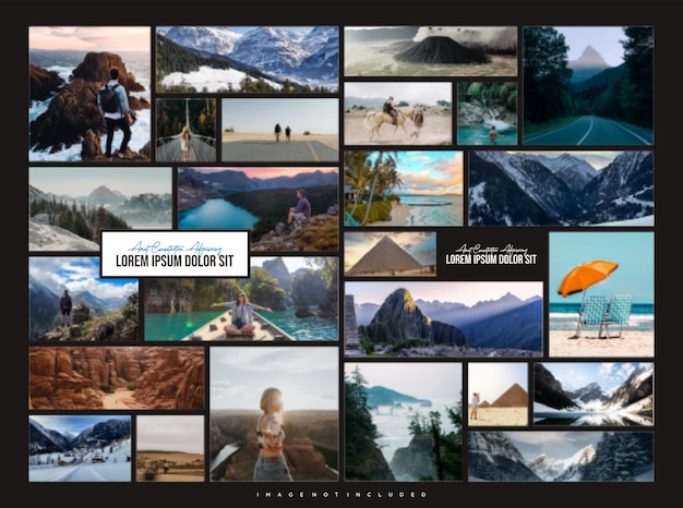 Pictures or photos frame collage and digital photo wall template