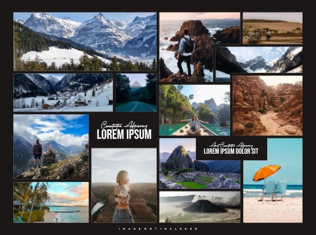 Pictures or photos frame collage and digital photo wall template