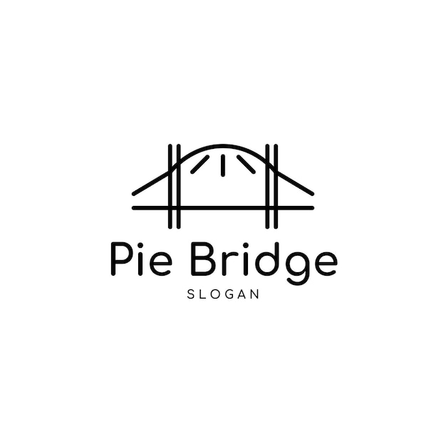 Pie bridge logo-ontwerpinspiratie Minimalistische lijnkunst-combinatie caketaart met brug