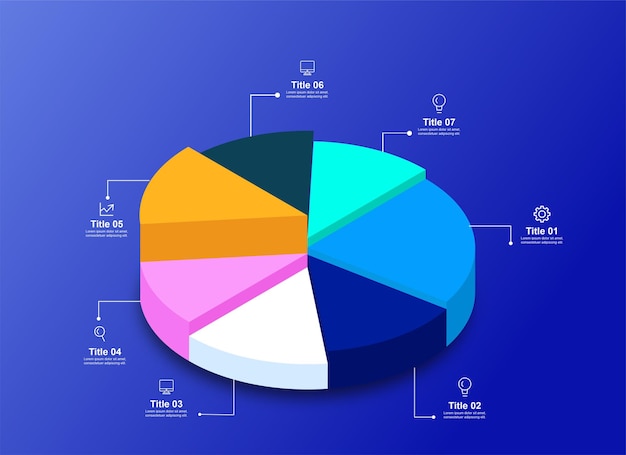 Vector pie chart, 3d diagram template