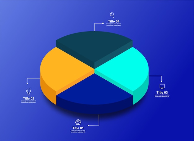 Vector pie chart, 3d diagram template