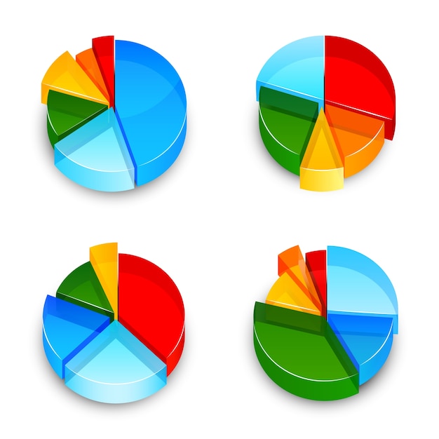 Pie Chart 3d Icons Set