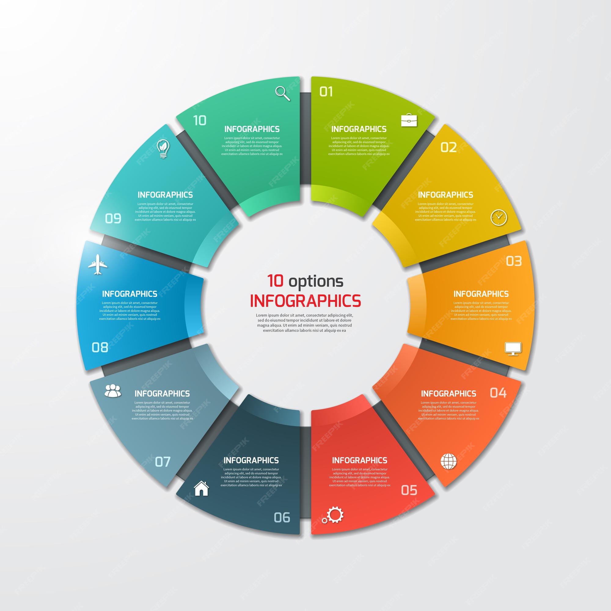Premium Vector | Pie chart circle infographic template with 10 options ...