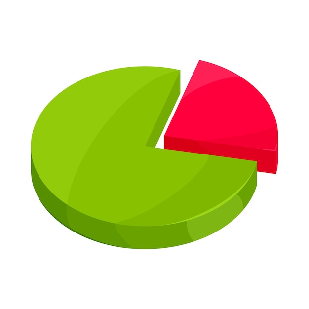 Vector pie chart icon in cartoon style on a white background