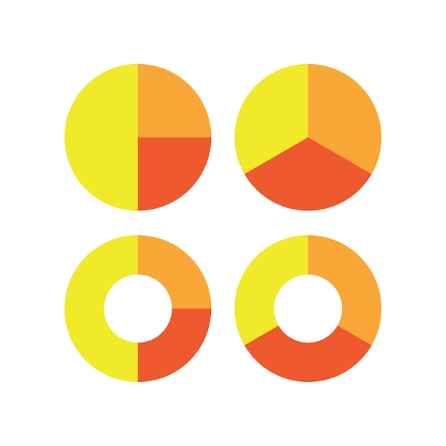 Pie chart icon set flat vector illustration