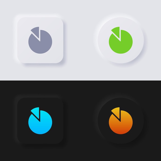 pie chart icon set multicolor neumorphism button soft ui design for web design application ui and more button vector