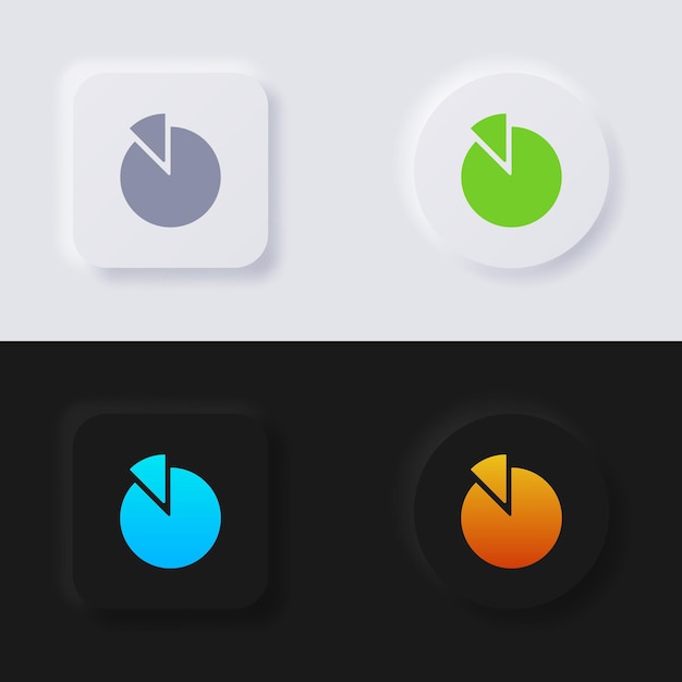 円グラフ アイコン セット多色ニューモーフィズム ボタン ソフト UI デザイン Web デザイン アプリケーション UI など ボタン ベクトル
